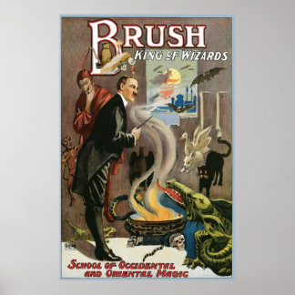 Poster Brush vintage, Roi des sorciers 1915