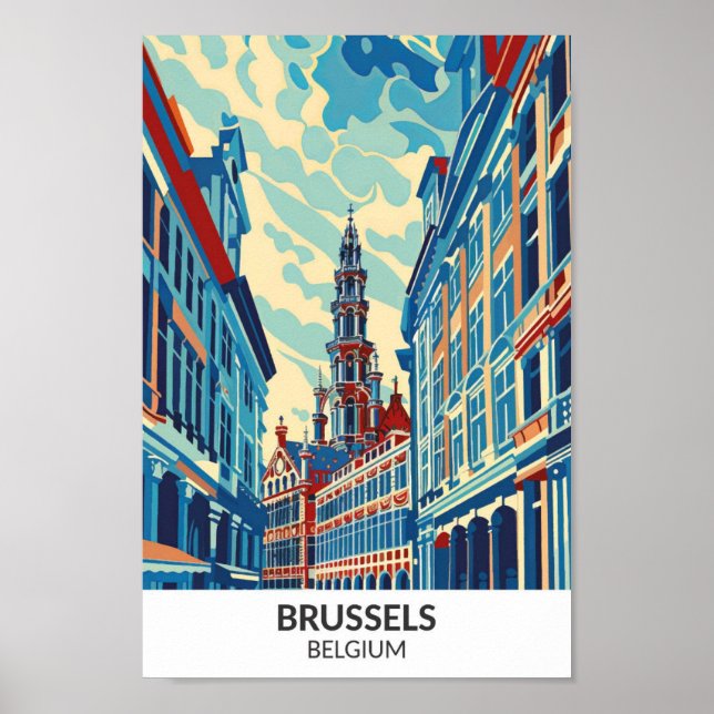 Poster Bruxelles Belgique Retro Artwork Travel (Devant)