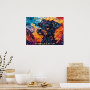 Poster Bruxelles Griffon Papier Quitter Portrait de Chien