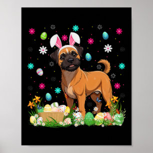 Poster Bruxellois Griffon Chien Pâques Chasse aux oeufs B