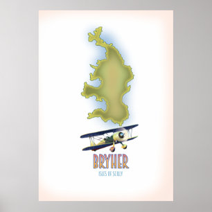 Poster Bryher îles de scilly carte
