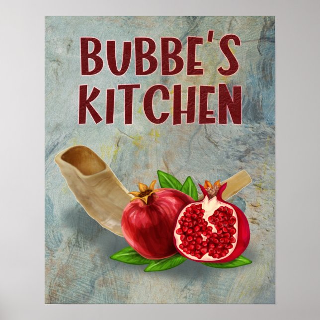 Poster Bubbe's Kitchen Jewish Grand-mère Art Imprimer (Devant)