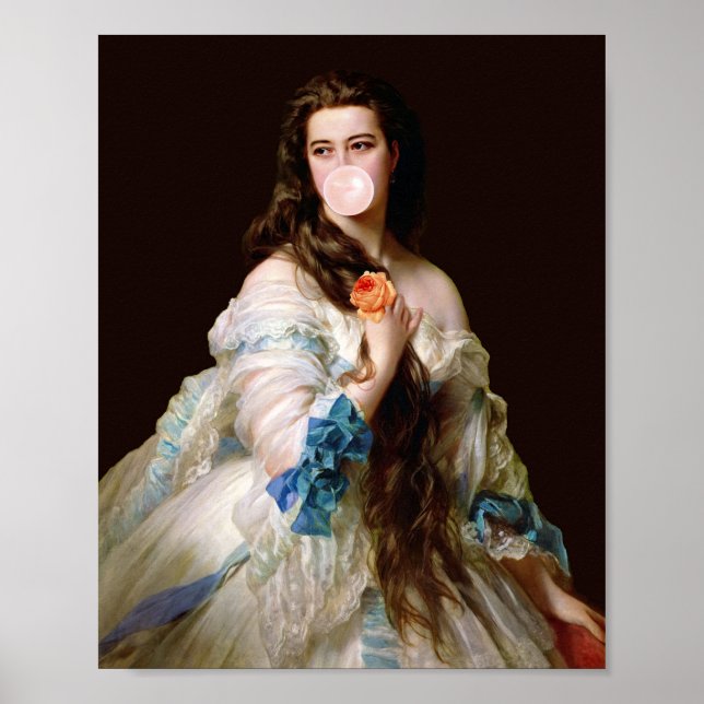 Poster Bubble Gum Diva avec rubans bleus (Devant)