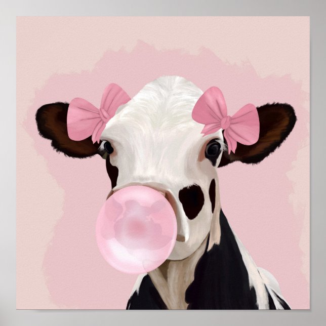 Poster Bubblegum Rose Girl Cow (Devant)