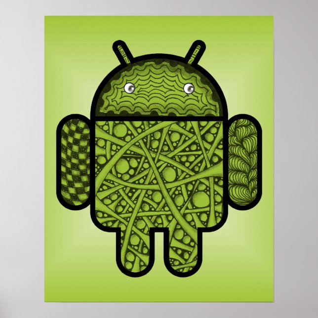 Poster Bubbles Doodle Character pour le robot Android™ (Devant)