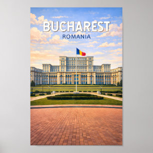 Poster Bucharest Roumanie Illustration Voyage Art Vintage