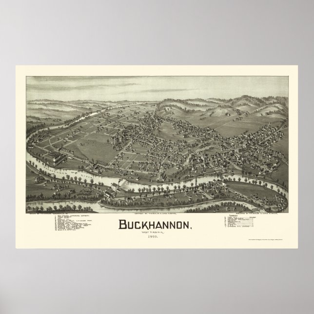 Poster Buckhannon, WV Panoramic Map - 1900 (Devant)