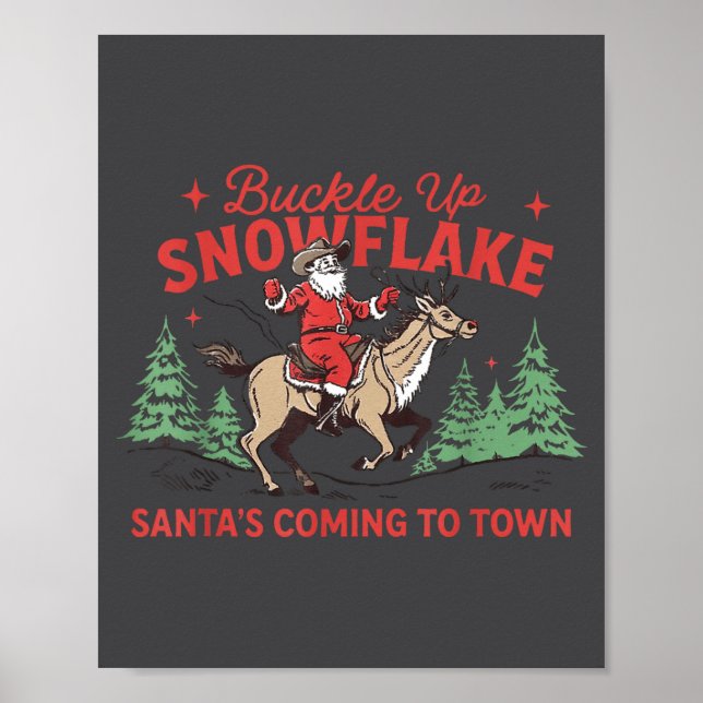 Poster Buckle-up Snowflake Santa's Coming Soon Western Ch (Devant)