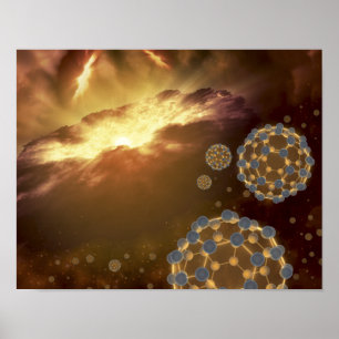 Poster Buckyballs flottant dans l'espace interstellaire