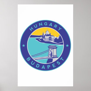 Poster Budapest, Hongrie, Magyar, Danube,