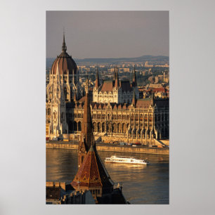 Poster Budapest, Hongrie, Rivière Danube, Parlement