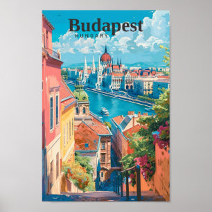 Poster Budapest Hongrie Travel Art Vintage