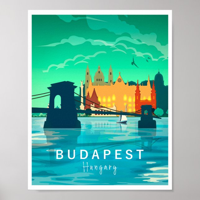Poster Budapest Retro Print, Hongrie Wall art (Devant)