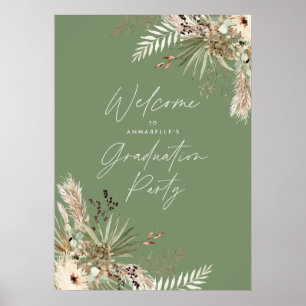 Poster Budget graduation pampas sauge vert moderne élégan