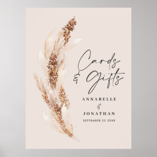 Poster Budget moderne pampas herbe cartes mariages et cad