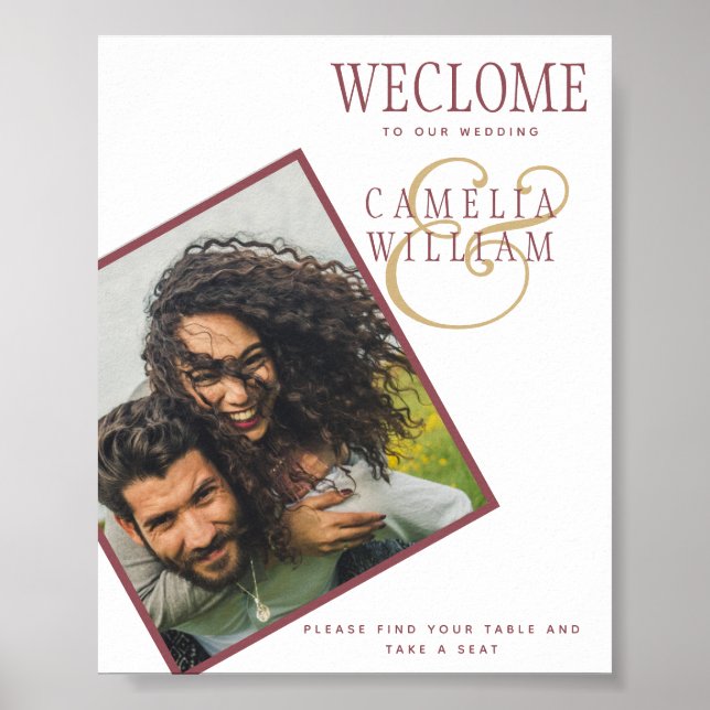 Poster BUDGET Rose moderne Mariage or rose (Devant)