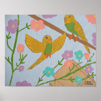 Poster Budgies (sans vol) -14x11