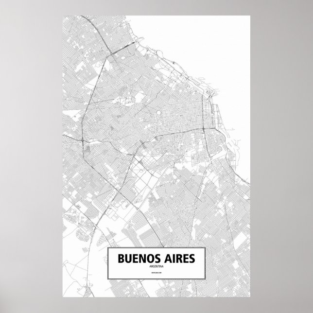 Poster Buenos Aires, Argentine (noir sur blanc) (Devant)