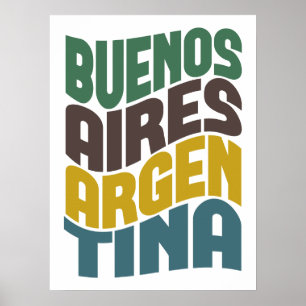 Poster Buenos Aires Argentine Vague rétro
