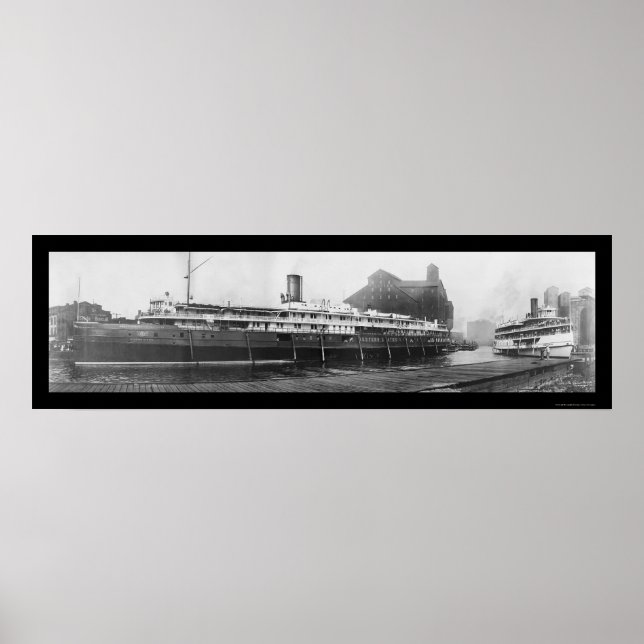 Poster Buffalo Boat Docks, NY Photo 1909 (Devant)