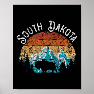 Poster Buffalo Dakota du Sud L'État du Mont Rushmore Nati