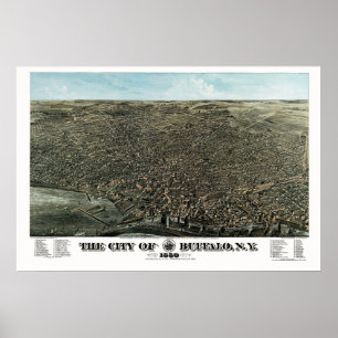 Poster Buffalo, NY Carte panoramique - 1880