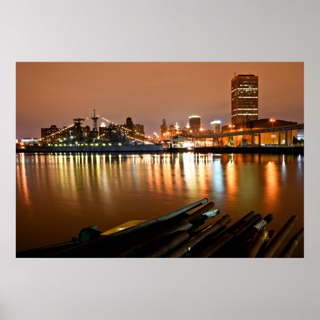 Poster Buffalo, NY @ la nuit (Devant)