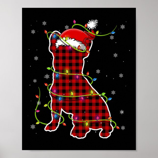 Poster Buffalo Plaid Bulldog Père Noël Christmas Pyjama M (Devant)