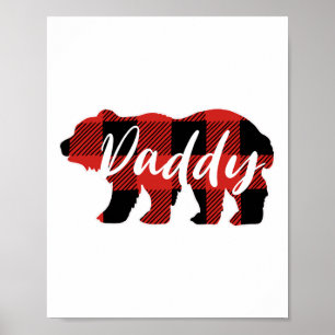 Poster Buffalo Plaid Daddy Bear Fêtes des pères Cadeaux