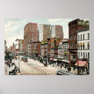 Poster Buffalo, rue Main Regardant vers le nord, 1907