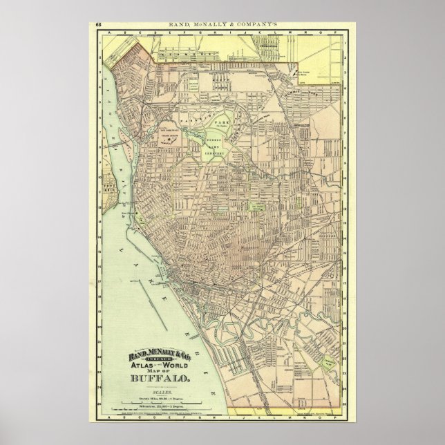 Poster Buffalo Street Map, 1892 (Devant)