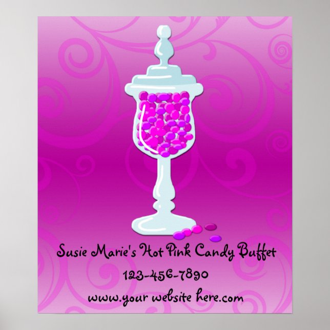 Poster Buffet de bonbons fuchsia rose chaud (Devant)