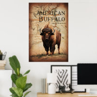Buffle Américain Sur Une Carte