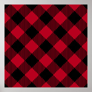 Poster Buffle rouge et noir, Motif Plaid