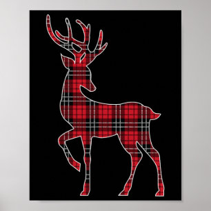 Poster Buffle rouge vert Plaid Deer Reindeer Head Christy