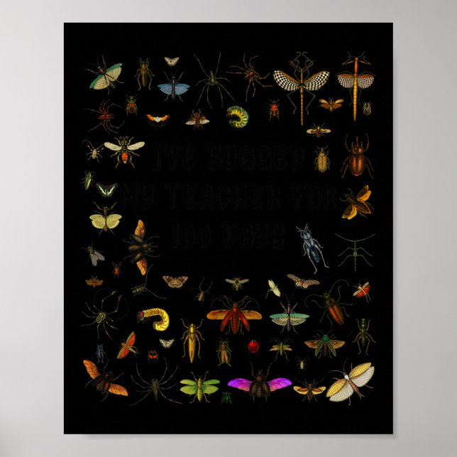 Poster Bugged Mon Enseignant 100 Jours D'École Garçons Gi (Devant)