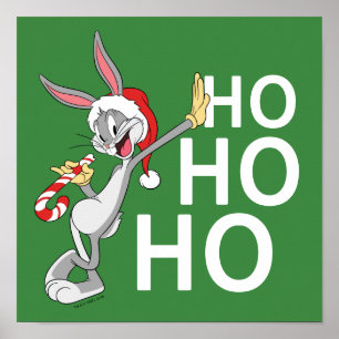 Poster BUGS BUNNY™ avec un bonbon de Noël