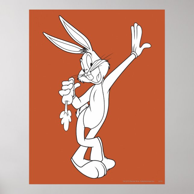 Poster BUGS BUNNY™ Mangeant une Carotte (Devant)