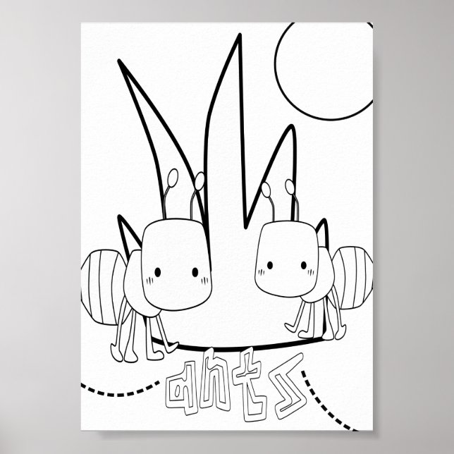 Poster Bugs de coloriage mignons fourmis  (Devant)