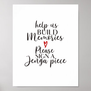 Poster build memories sign a Jenga piece sign