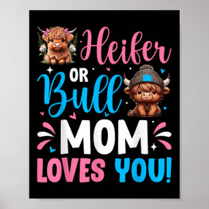 Poster Bull Ou Heifer Genre Révéler Highland Cow Maman Fa