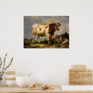 Poster Bull par Eugene Joseph Verboeckhoven