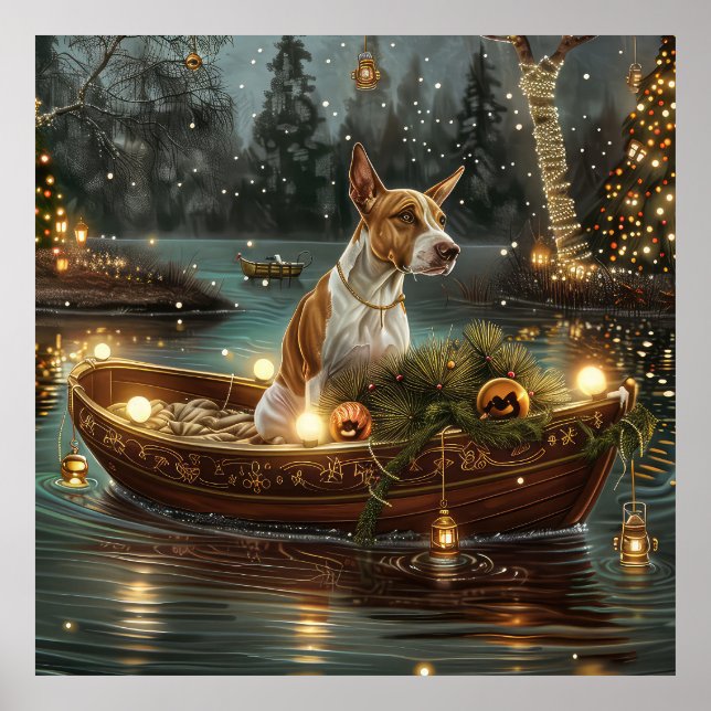 Poster Bull Terrier Noël Festive Voyage (Devant)