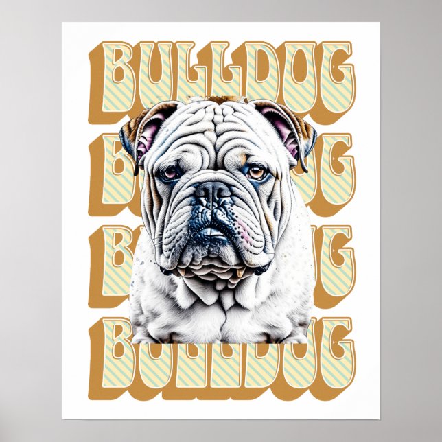 Poster Bulldog anglais avec police rétro (Devant)