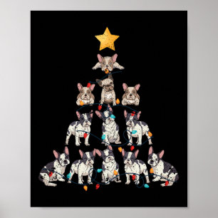 Poster Bulldog Christmas Tree Frenchie Chien Xmas Pjs Paj