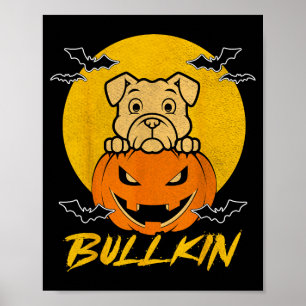 Poster Bulldog Citrouille Bullkin Halloween Drôle Amateur