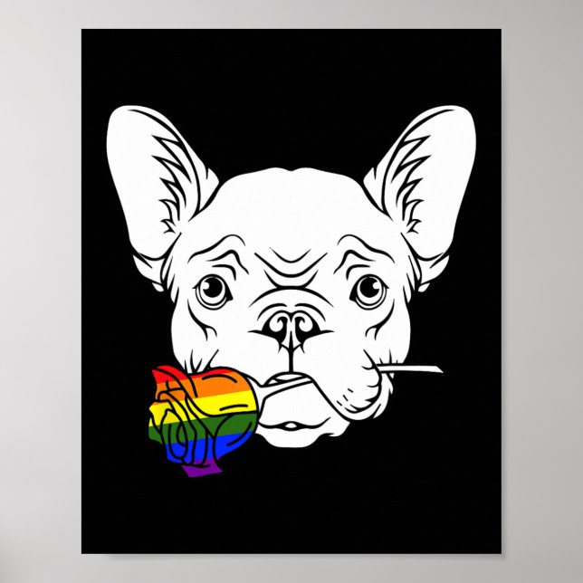 Poster Bulldog Gay pride Rose Lgbt-q Rainbow Frenchie Chi (Devant)