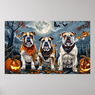 Poster Bulldog Halloween Éffrayant