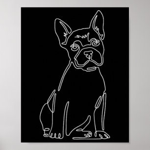 Poster Bulldog Line Art mignon Amusant Chien Maman