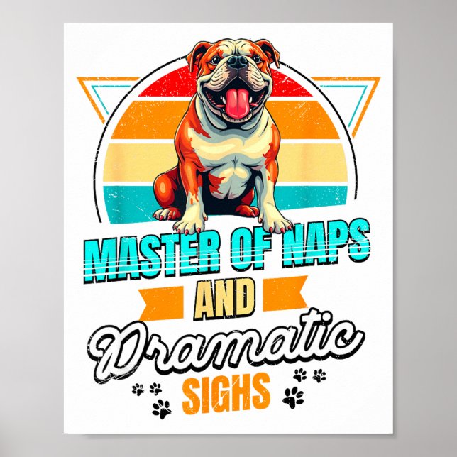 Poster Bulldog Lover Funny Bulldog Retro  (Devant)